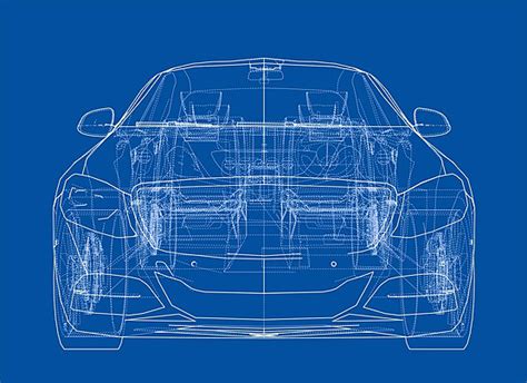 Concept Car Vector Blueprint Draft Design Vector Blueprint Draft