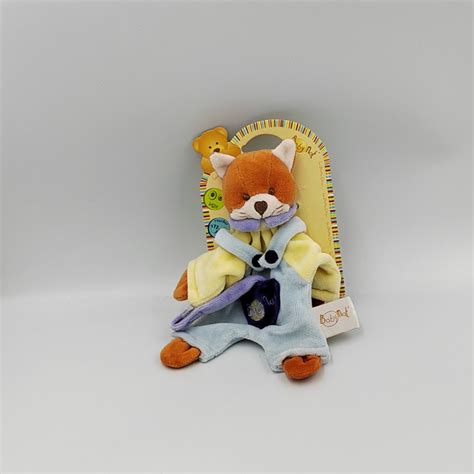 Doudou Plat Chat Renard Orange Bleu Jaune BABY NAT