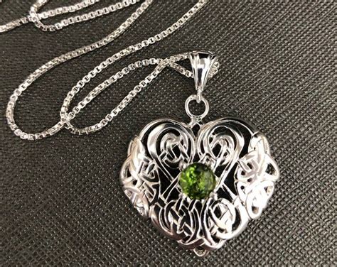 Celtic Knot Emerald Necklace In Sterling Silver Irish Etsy Necklace