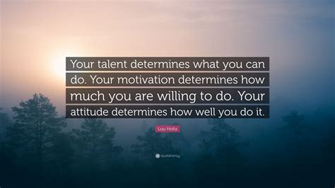 Lou Holtz Quote: “Your talent determines what you can do. Your