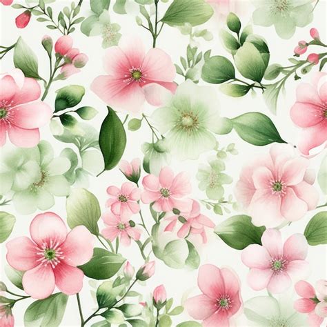 Premium Ai Image Pink Flowers Seamless Pattern