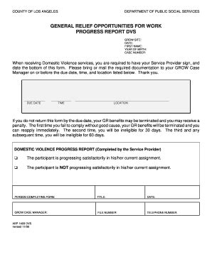 Fillable Online Dpss Lacounty Abp Dvs Progress Report Doc