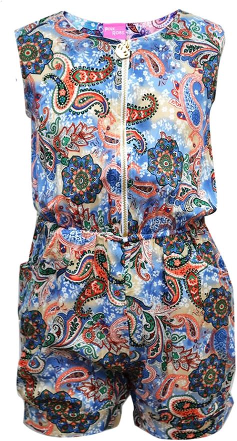 Kids Girls Floral Summer Glam Playsuitjumpsuit 100 Cotton