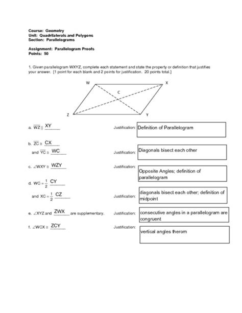 Parallelogram Proofs Worksheet With Answers Yooob — db-excel.com