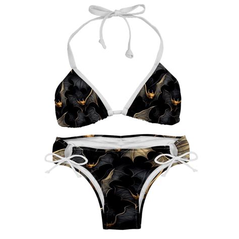 Bats Swimwear Bikini Set With Detachable Sponge Adjustable Strap Two