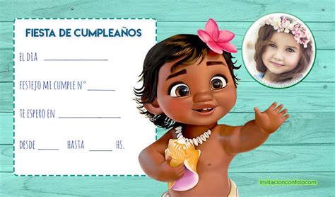 Invitaciones De Cumpleanos De Moana Con Foto Invitaciones De