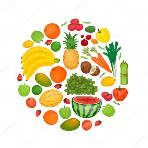 Conjunto De Vectores De Frutas Y Verduras De Dibujos Animados Vector Porn Sex Picture