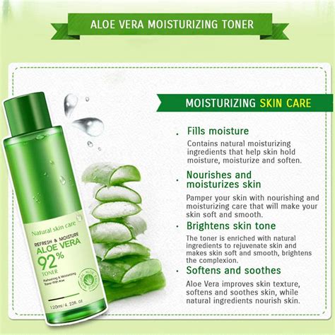 Bioaqua 92 Aloe Vera Refresh Moisturizing Toner Natural Plant Brightens Skin Care 120ml