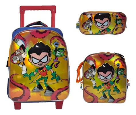 Kit Mochila Lonchera Y Lapicera Teen Titans Primaria Vs1424 Envío gratis