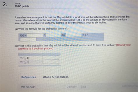 Solved A Weather Forecaster Predicts That The May Rainfall Chegg