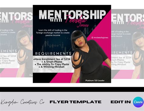 Mentorship Flyer Business Opportunity Diy Template Design Etsy