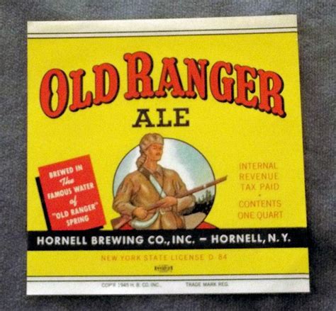 Vintage Old Ranger I R T P Ale Labels Hornell N Y