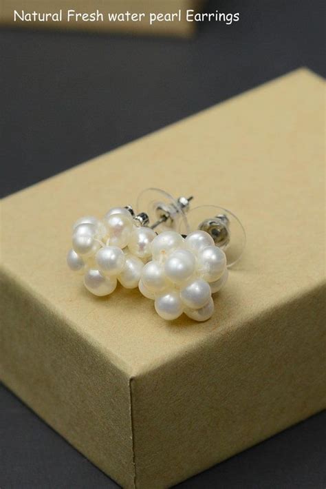 Pearl Cluster Wedding Earringsbridal Stud Earringsfresh Water Pearl