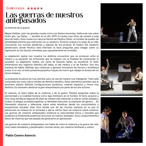 Ressenya De Las Guerras De Nuestros Antepasados Al Teatre Goya