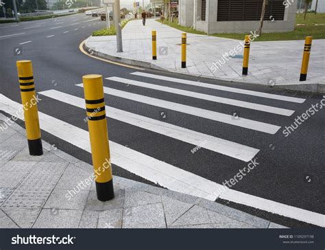 Pedestrian Crossing White Zebra Lines On Stock Photo 1109297198 ...