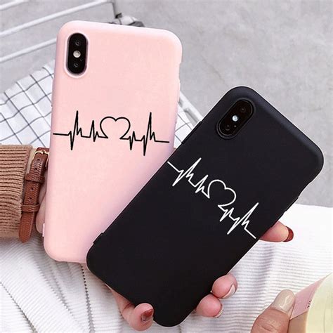 Heart Line Print Couple Phone Case For Iphone Pro Max Cover Xs Max