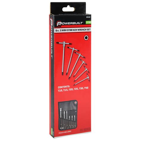 6pc T Handle 3 Way Torx Key Wrench Set Powerbuilt Tools