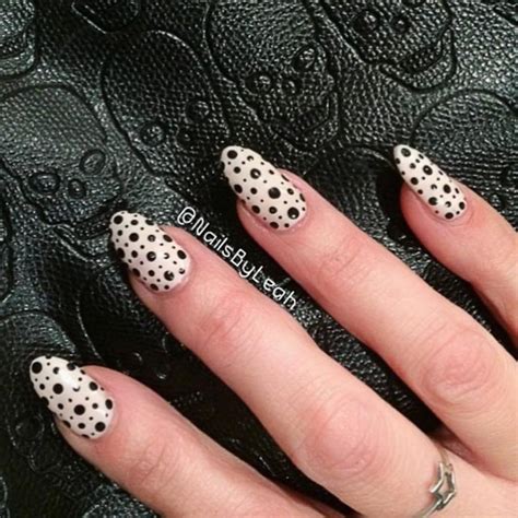 Black Polka Dots Nails On Light Base - Blurmark