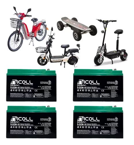 Kit Bateria Nicoll V Ah Dzm Ciclo Profundo Bike