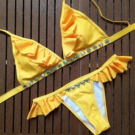 Rhinestone Bikini Sexy Wave Female Swimwear High Quality Low Cost