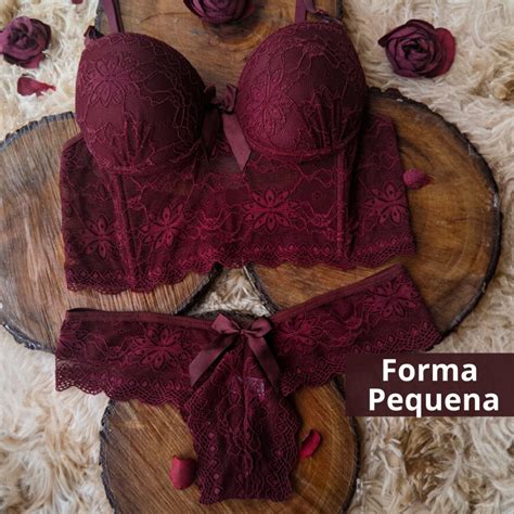 conjunto lingerie de luxo Íris calcinha e sutiã soutien fio dental Shopee Brasil