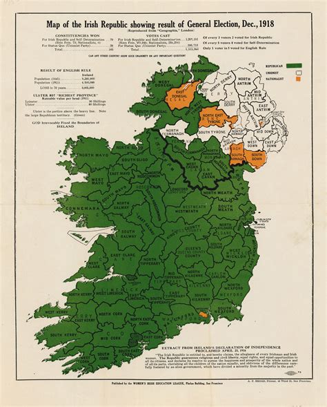 One Map, Two Irelands. Map of the Irish Republic Showing Result of Gen ...