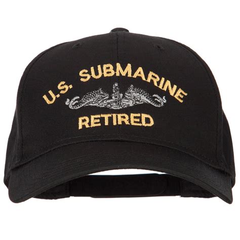 Us Submarine Retired Logo Embroidered Solid Cotton Pro Style Cap