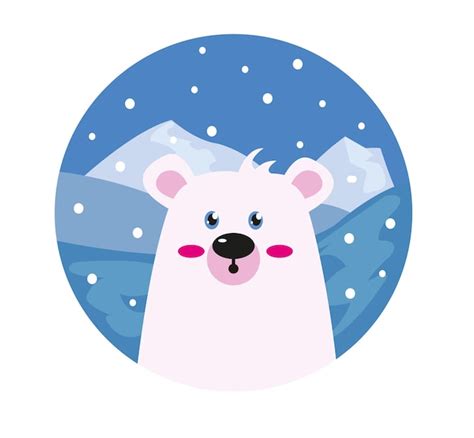 Premium Vector Cute Polar Bear Snow Landscape