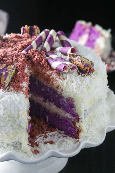 Ube Cake with White Chocolate Coconut Cream