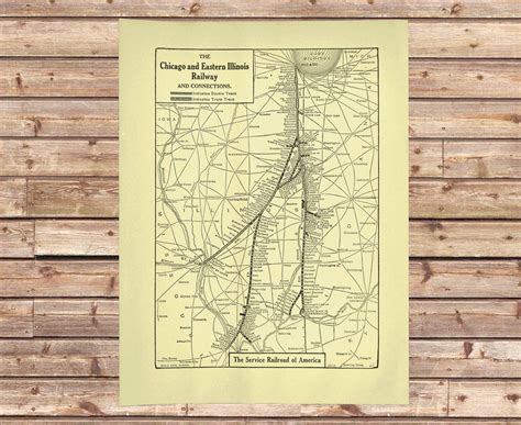 1928 Antique Chicago And Eastern Illinois Railroad Map Vintage Railway Map Mens T Eastern