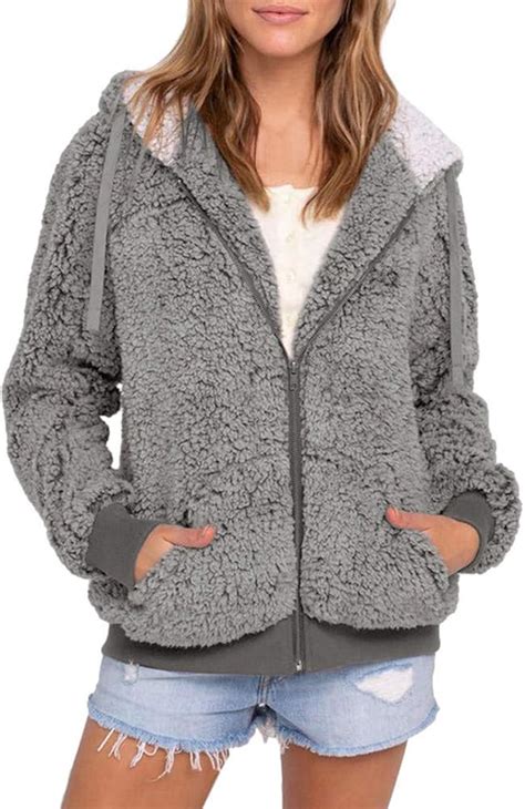 Lulupi Pl Schjacke Damen Teddy Fleece Jacke Faux F R Kuscheljacke