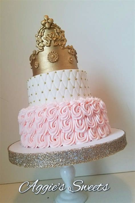 Pink And Gold Princess Baby Shower Cake Princess Baby Shower Cake