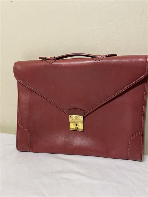 VINTAGE Gucci Briefcase Document Case Brick Brown Sof… - Gem