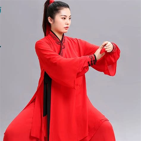 Vermelho Tradicional Chinês Traje Taiji Manga Comprida Wushu Taichi Men Kungfu Uniforme Terno