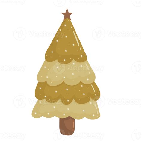 Golden Christmas Tree Illustration Png