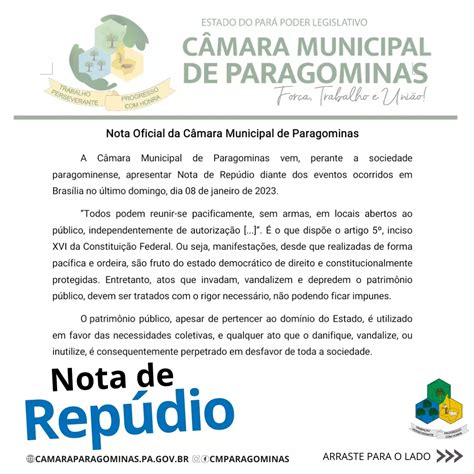 Nota Oficial da Câmara Municipal de Paragominas Câmara Municipal de