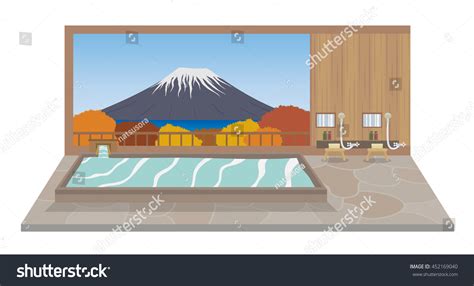 Outdoor Japanese Hot Spring Onsen Autumn Stock Vector Royalty Free Shutterstock
