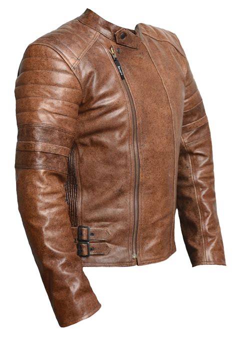 Bangla Motorrad Jacke Leder Retro Klassik Chopperjacke Protektor Braun