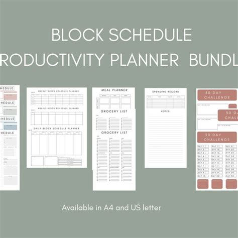 Block Schedule Printable Planner Bundle. an Undated Daily - Etsy