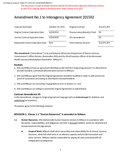 Fillable Online Amendment No 1 To Interagency Agreement 201592