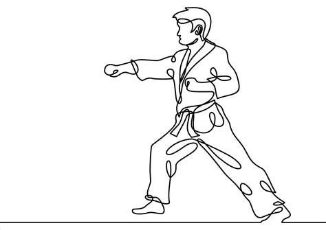 Vector karate -continuous line drawing 35522999 Vector Art at Vecteezy