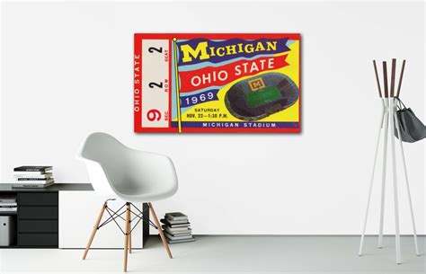 1969 Michigan Vs. Ohio State Football Ticket Canvas Art College ...