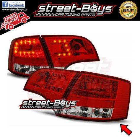 ΦΑΝΑΡΙΑ ΠΙΣΩ LED RED WHITE AUDI A4 B7 AVANT STREET BOYS CAR