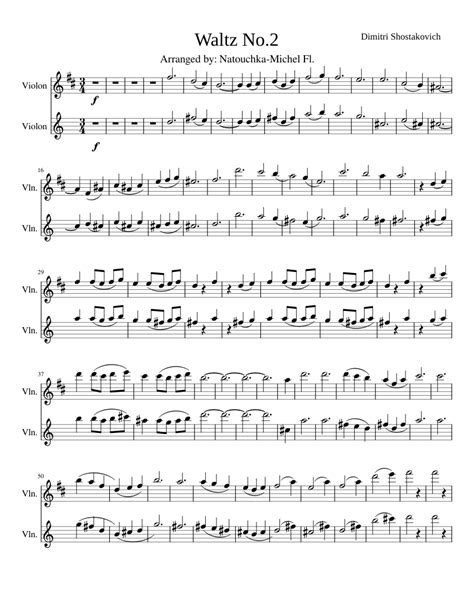 Waltz No2 Shostakovich 2 Violins B Sheet Music For Violin Download Free In Pdf Or Midi