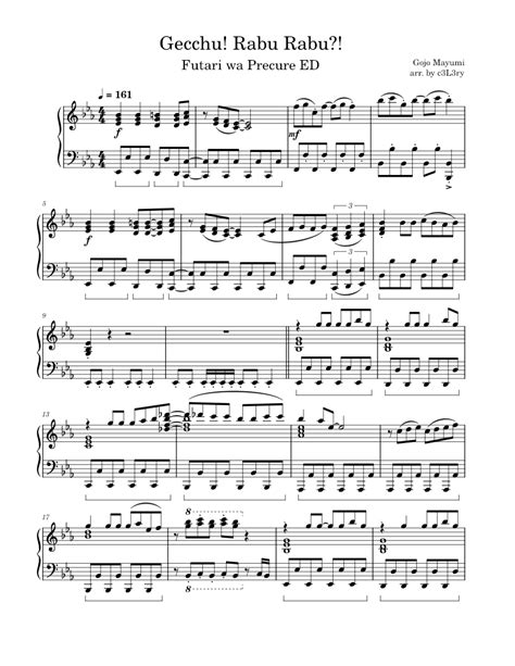 Gecchu Rabu Rabu Gojo Mayumi Piano Sheet Music Sheet Music For Piano Solo