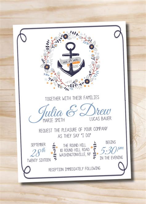 Nautical Wedding Invitation And Response Card Invitation Suite Etsy