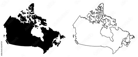 Simple (only sharp corners) map of Canada vector drawing. Mercator ...