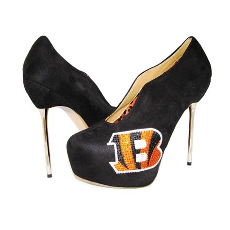 2014 2015 Cincinnati Bengals Crystal Rhinestone High Heel Suede Pumps