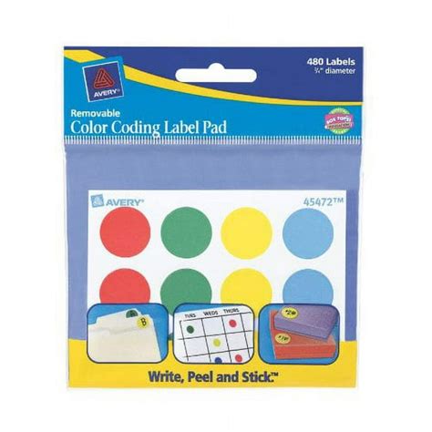 Avery Color Coding Label Removable Adhesive 075 Diameter Assorted