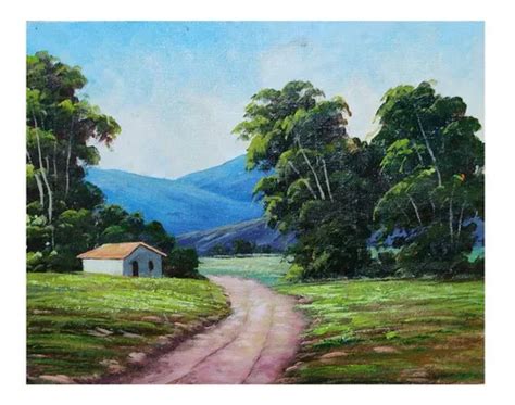 Quadro Paisagem Caminho Casinha Acrilico Sobre Tela Parcelamento Sem